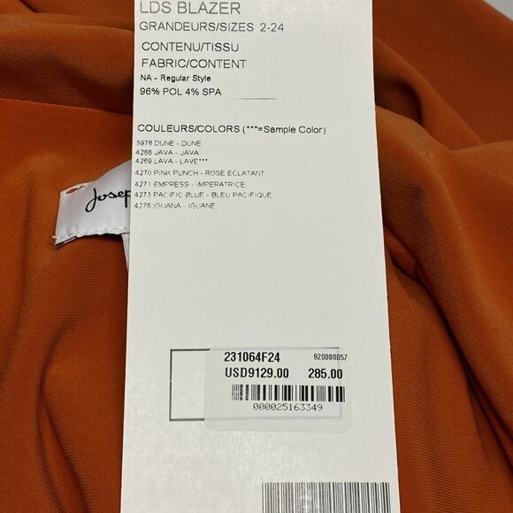 Joseph Ribkoff Women’s Lava Orange Single-Breasted Blazer Size 10 - Picture 5 of 12